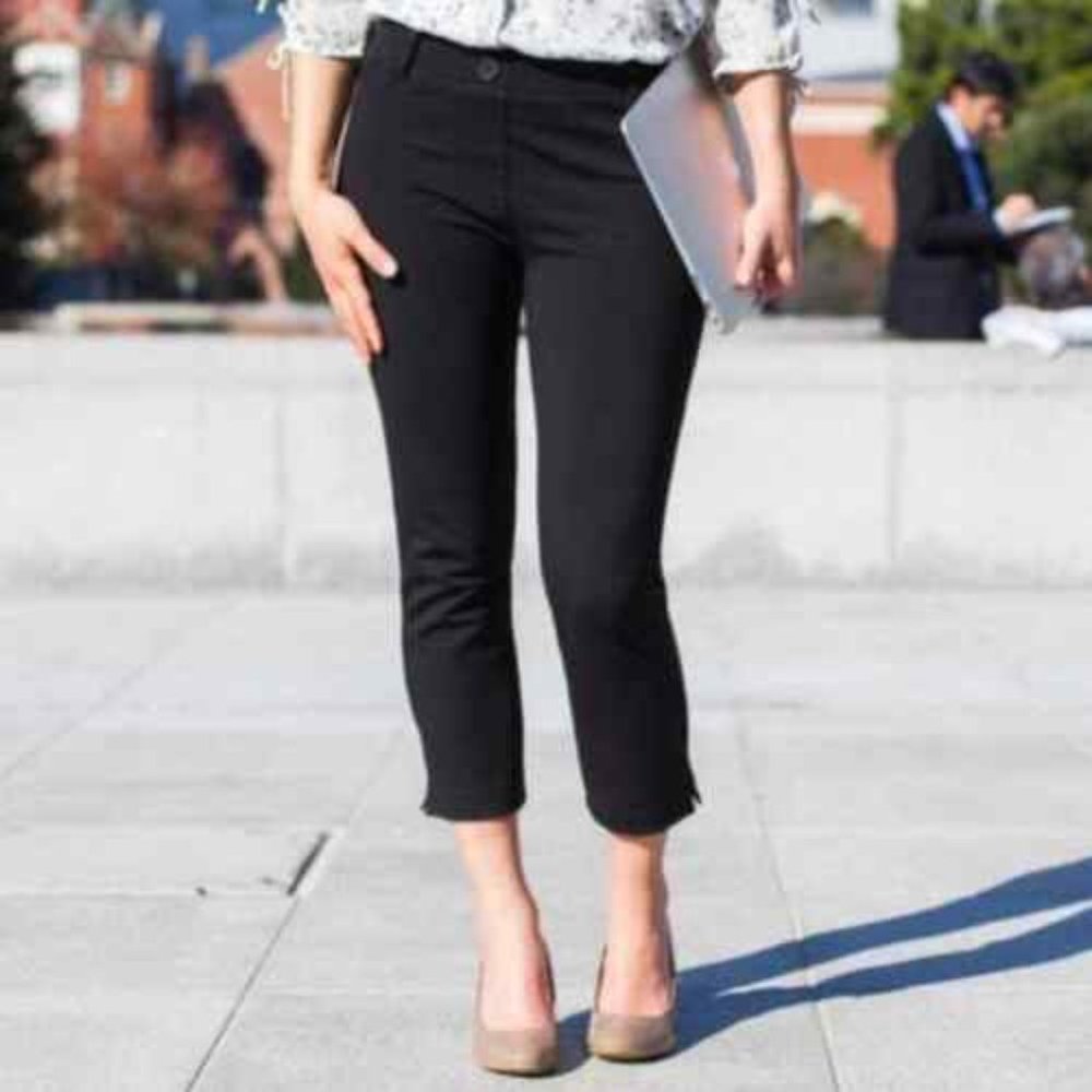 Betabrand Black Cropped Dress Pant Yoga Pants Size Small